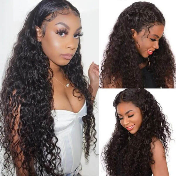 CLJHair 5 by 5 natural color closure wig transparent lace water wave wig