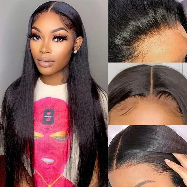 CLJHair afro 5x5 lace straight closure wig transparent for black women