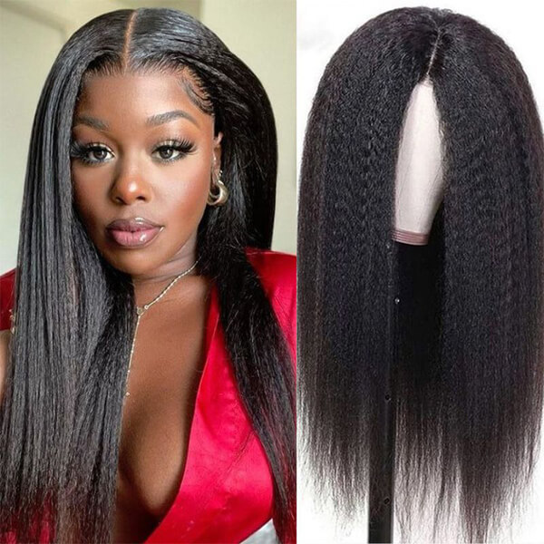 CLJHair kinky straight 13x4 frontal wig human hair bleach knots on wig