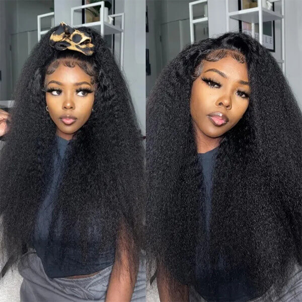 CLJHair kinky straight 13x6 transparent lace front wig & beauty supply