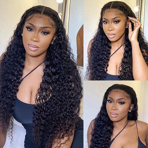 CLJHair hd lace closure 5x5 deep wave human hair wig with baby hair