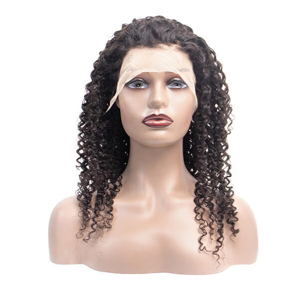 CLJHair black natural 180 density curly wig 13x4 transparent