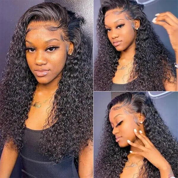 CLJHair black 5x5 water wave free part lace wig with highlights