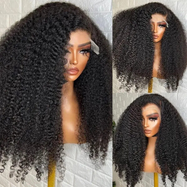 CLJHair black curly 13x6 transparent lace frontal wig salon near me