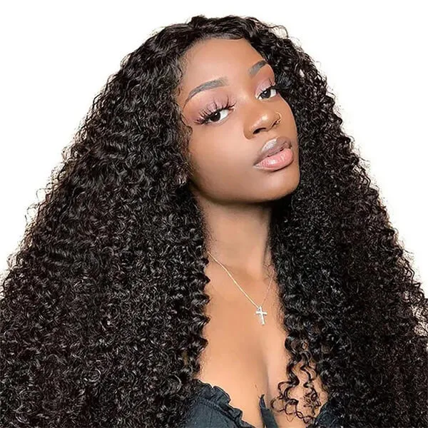 CLJHair black curly 13x6 transparent lace frontal wig salon near me