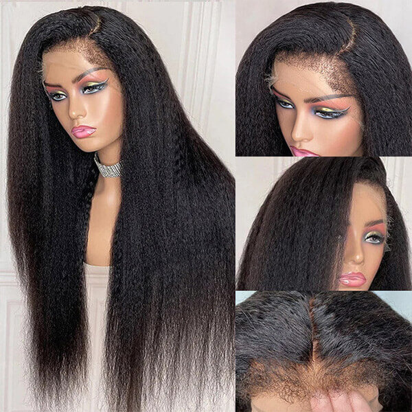 CLJ real hair kinky straight lace front wigs and beauty for women