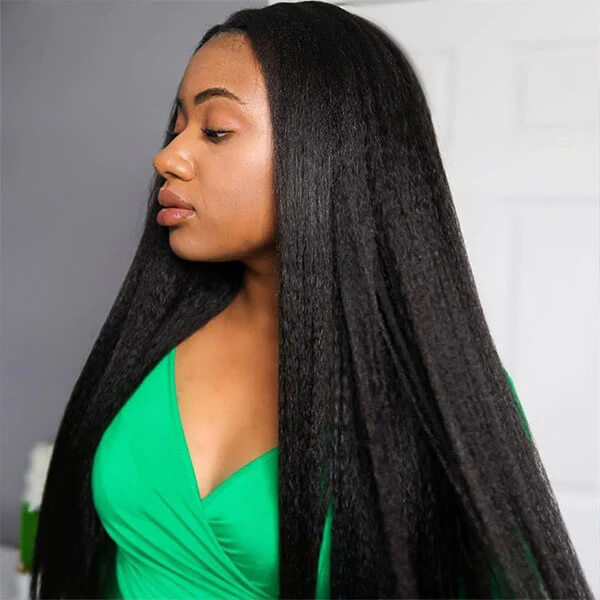 CLJ real hair kinky straight lace front wigs and beauty for women