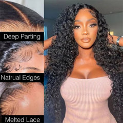 CLJHair black curly 13x6 transparent lace frontal wig salon near me