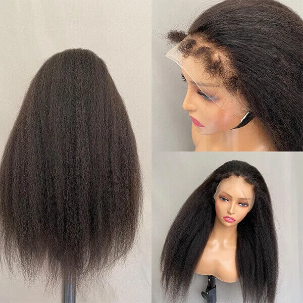 CLJHair affordable free part 13x6 kinky straight transparent lace wig