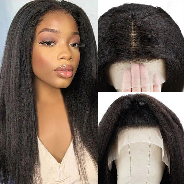 CLJ real hair kinky straight lace front wigs and beauty for women