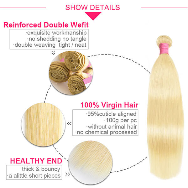 cljhair brazilian straight 613 blonde hair extensions bundles waves