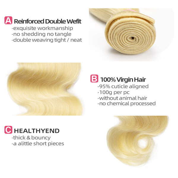 Cljhair 613 Honey Blonde Body Wave Virgin Human Wavy Hair Bundles