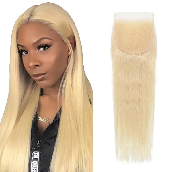 Cljhair 613 Blonde Straight 5X5 Transparent Lace Closure Free Part 100% Virgin Human Hair