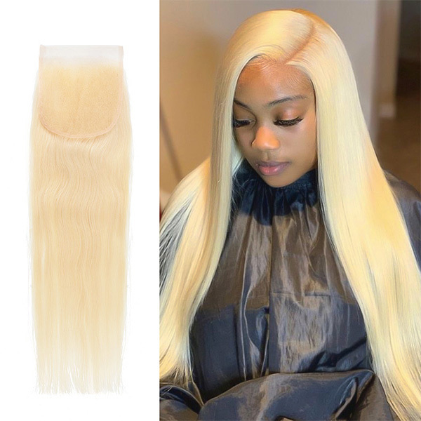 Cljhair Straight 5X5 Hd Lace Closure Free Part 613 Blonde Color
