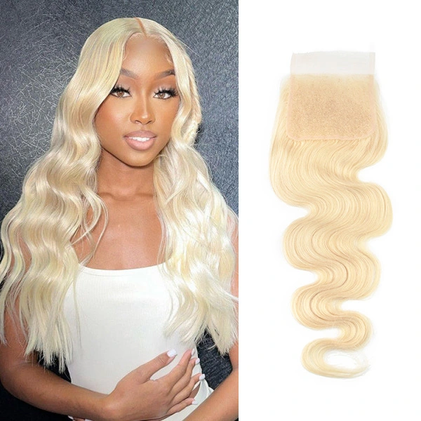 Cljhair #613 Blonde Body Wave Free Part 5X5 Transparent Lace Closure