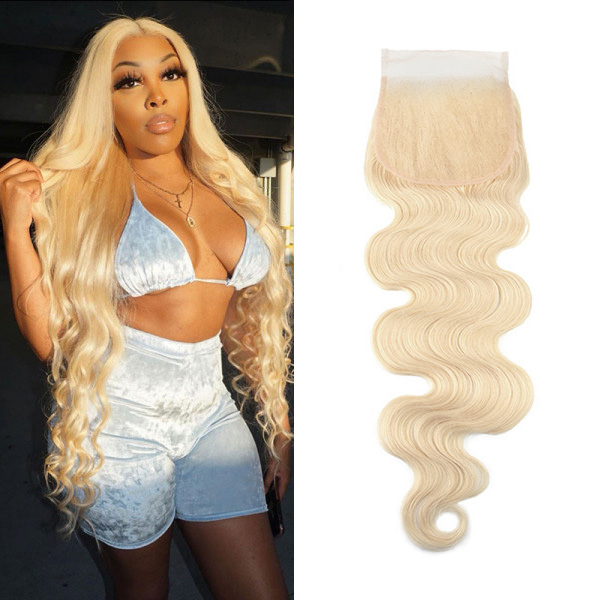 Cljhair #613 Blonde 4×4 Transparent Lace Closure Body Wave 100% Human Baby Hair