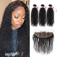 CLJHair 13x4 transparent lace frontal with 3 pcs jerry curl hair weave