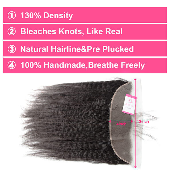 CLJHair 3 pcs kinky straight hair weave with transparent lace frontals