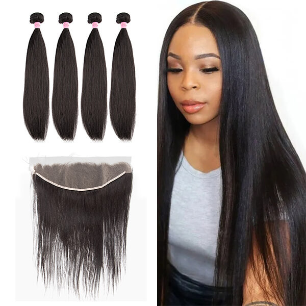 CLJHair melt hd lace frontal with 4 straight virgin hair bundle deals