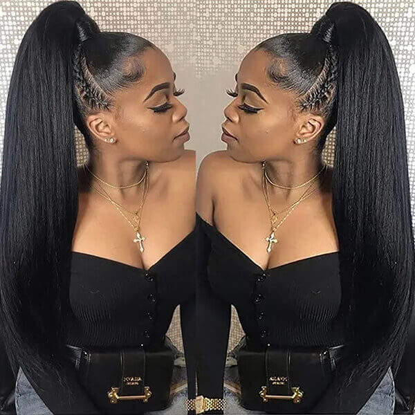 CLJHair long straight ponytail hair extension for natural black hair