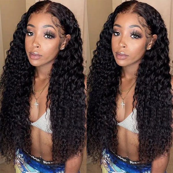 CLJHair curly hd lace frontal with 100 human hair weave 4 bundles