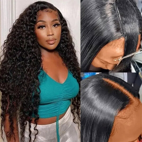 CLJHair real black natural hair deep wave u part wig for sale