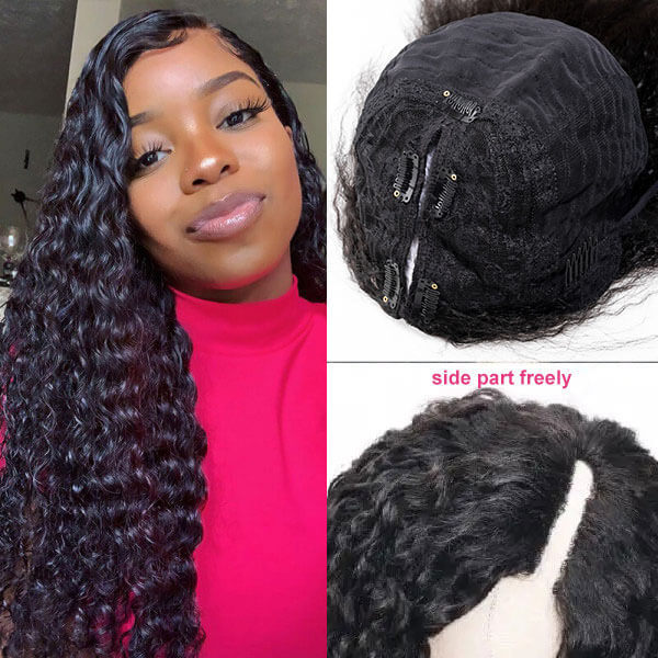 CLJHair v part wigs for beginners with middle part deep wave wig