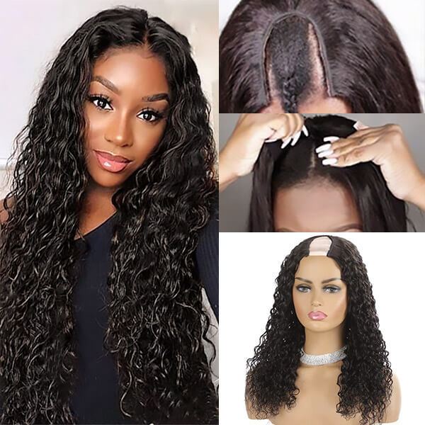 CLJHair best natural hair water wave glueless upart wigs online near me