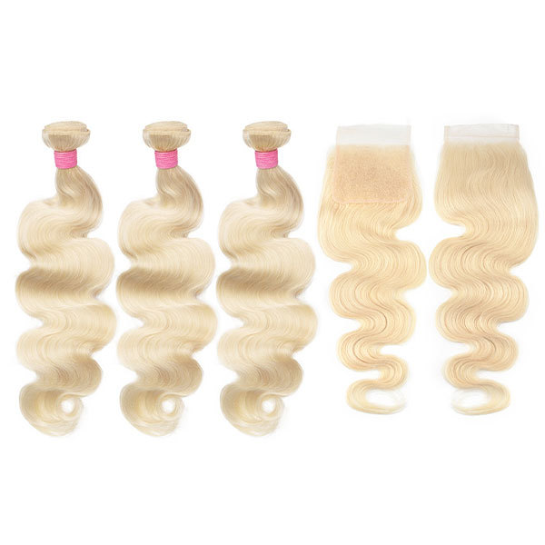 Cljhair Natural Wavy Body Wave 3 Bundles Hair Weft With Hd/Transparent 5X5 Lace Closure