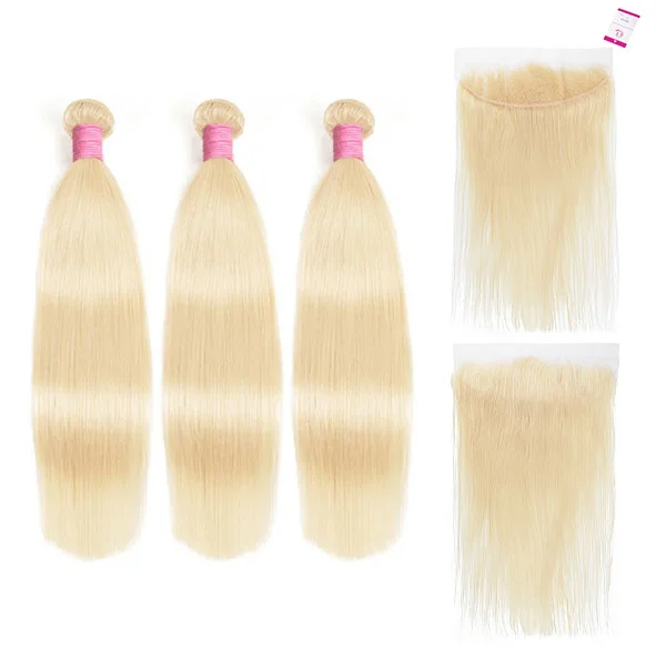 Cljhair 3 Pcs Bundles Straight Virgin Hair With Hd And Premium Transparent 13X4 Lace Frontal