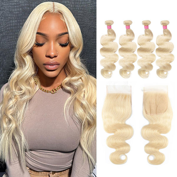 Cljhair Virgin 4Pcs Body Wave Hair Bundles With 4X4 Hd Lace Closure