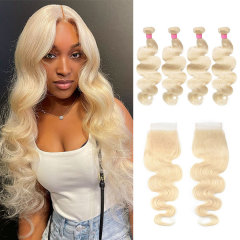 Cljhair Body Wave 5X5 Lace Closure With 4Pcs Virgin Hair Bundles