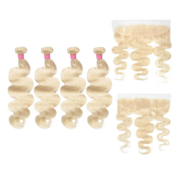 Cljhair Virgin Human Hair Body Wave 4 Bundles With 13X4 Lace Frontal