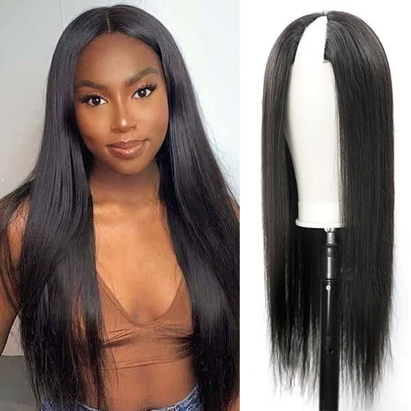 CLJHair straight v-part wig glueless human hair wig pre plucked