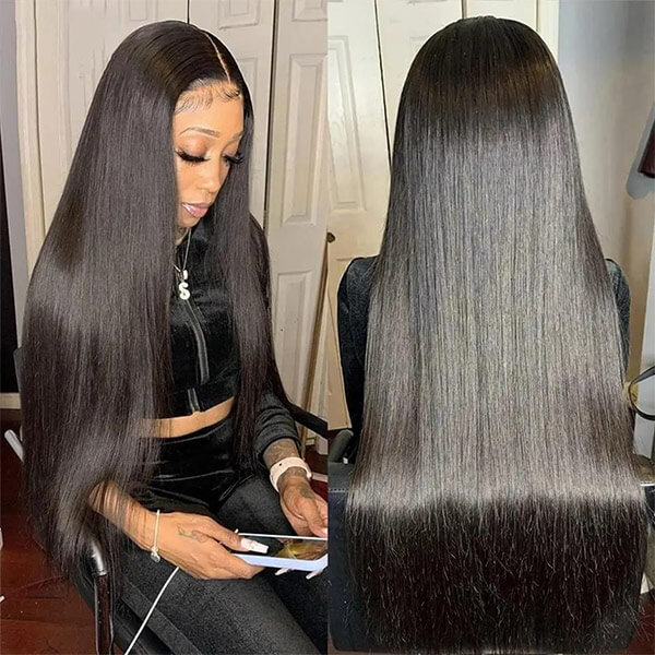 CLJHair pre cut human hair straight glueless 4x4 lace wigs for sale