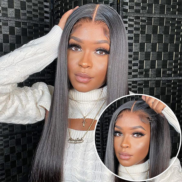 CLJHair pre cut human hair straight glueless 4x4 lace wigs for sale