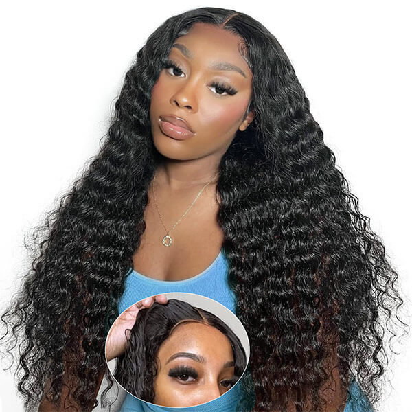 CLJHair deep wave glueless 4x4 hd lace closure wigs near me