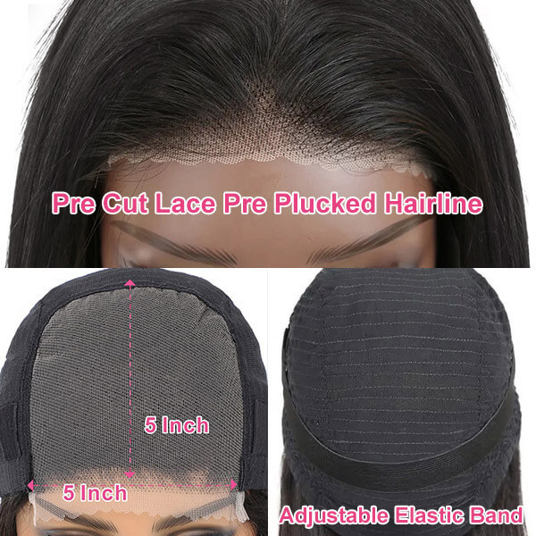 CLJHair long straight pre cut glueless 5x5 hd lace wigs cheap