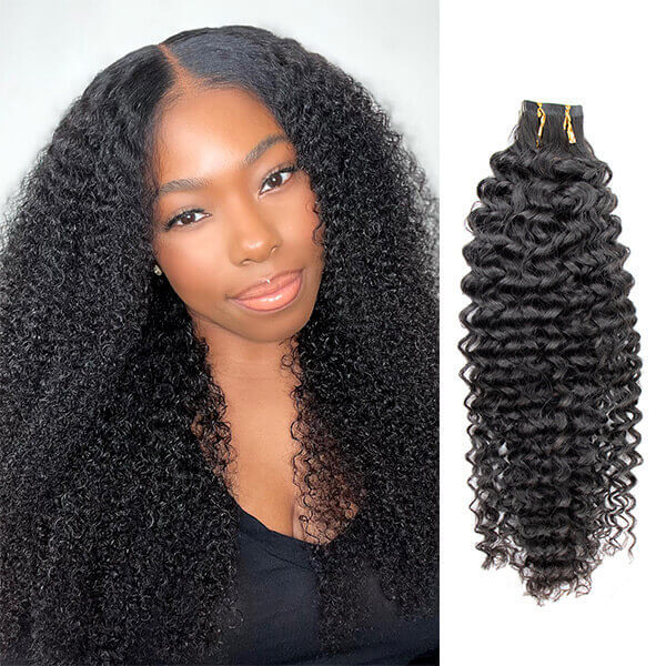 CLJHair curly human hair extensions tape ins for black hair styles