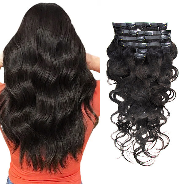 CLJHair silicone weft clip in hair extensionsthe body wave human hair