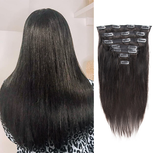 CLJHair virgin clip in hair extensions straight human hair near me