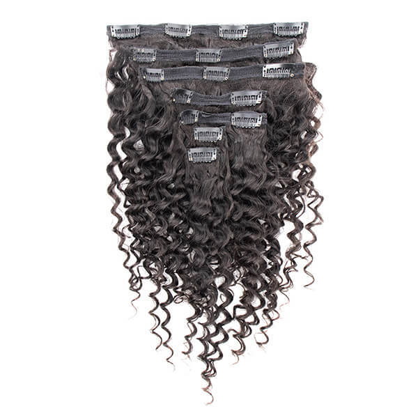 CLJHair virgin deep wave clip in hair extensions for black hair