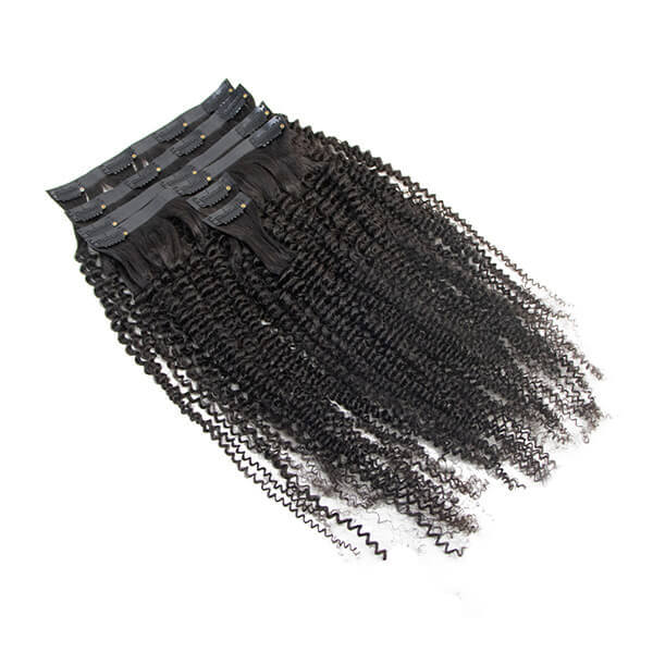 CLJHair seamless kinky curly pu clip in hair extensions for thin hair