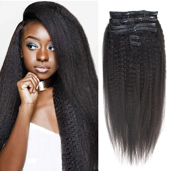 CLJHair seamless clip in hair extensions kinky straight natural hair