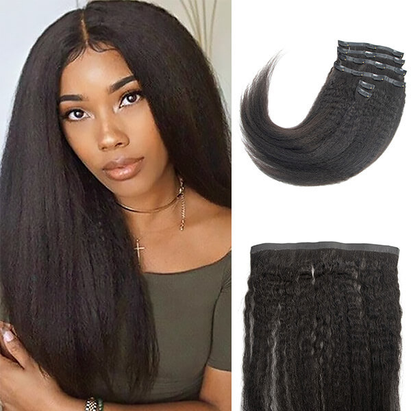 CLJHair seamless clip in hair extensions kinky straight natural hair