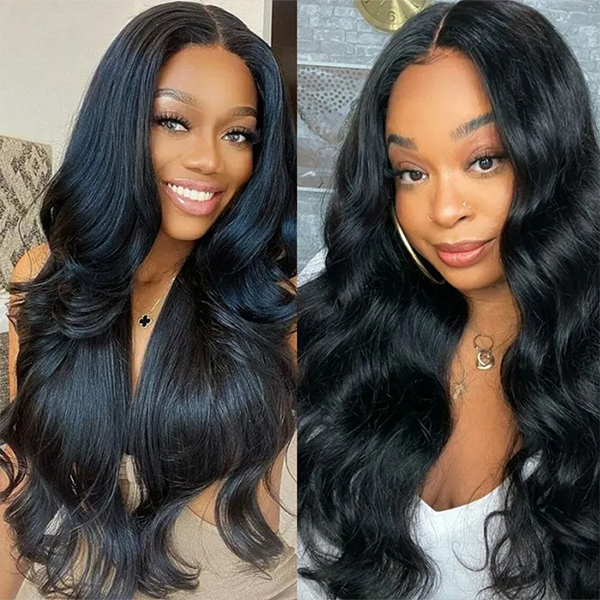 CLJHair 3 human hair body wave bundles with closure natural black