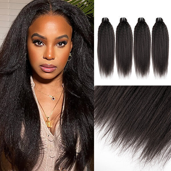 CLJHair all kinky straight virgin hair 4 bundle deals