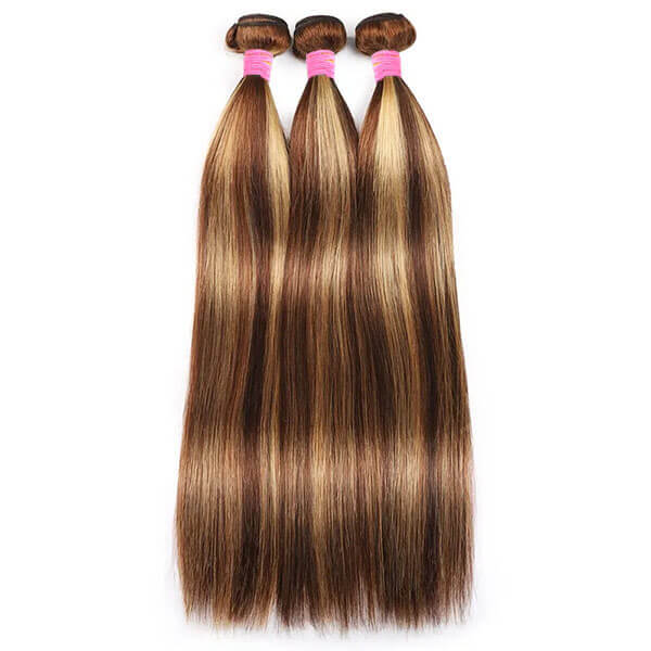 CLJHair quick weave 3pc straight human hair highlight piano color