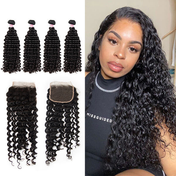 CLJHair melt hd lace closure and deep wave hair 4 bundles