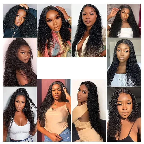 CLJHair 4 curly hair bundles with 4x4 transparent lace closure